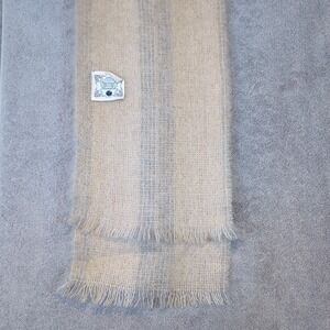 Vintage Donegal Design Mohair Wool Scarf 64″ x 9″ Cream Stripe Rep of Ireland